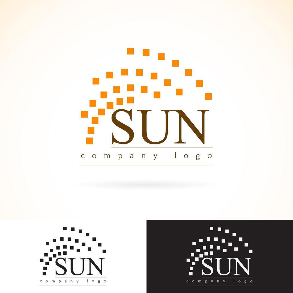 Firmenidentität Vektor Logo Design Mock-Up-Vorlage gesetzt. abstrakte Geometrie Konzept Sonnenstrahlen Strahlung Symbol Logo Illustration. präsentiert in dunklen und hellen Farben