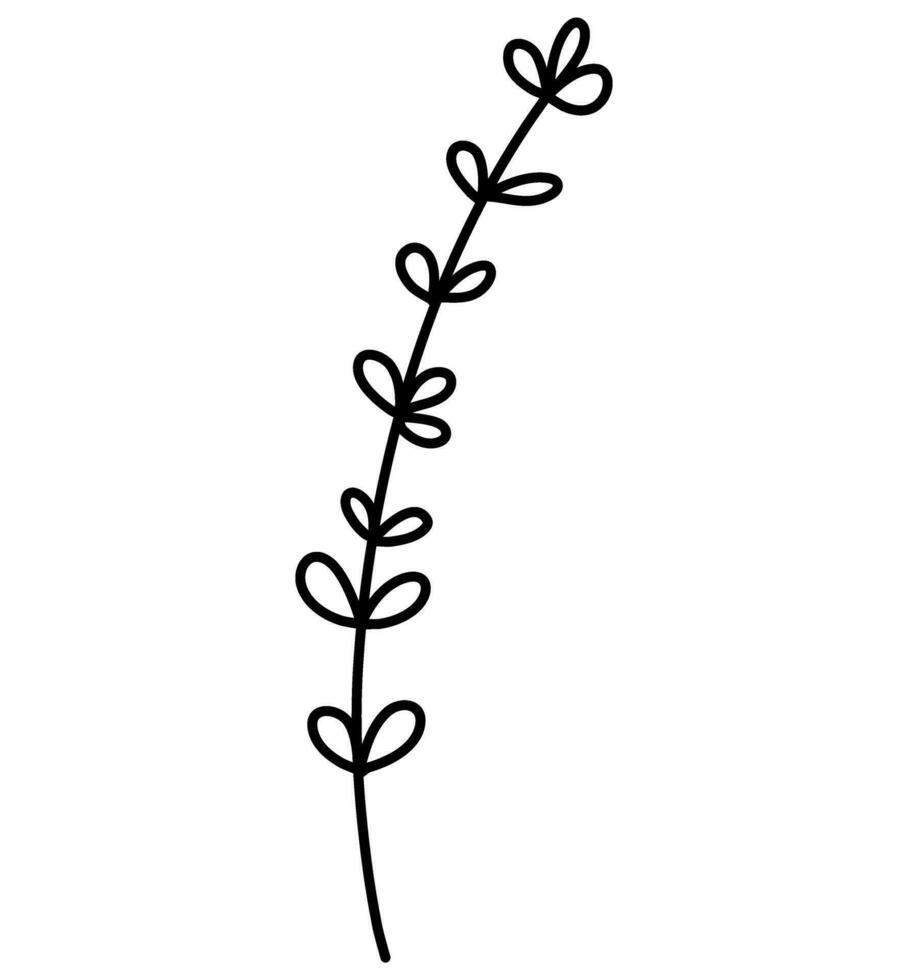 botanisk linje konst löv blomma vektor illustration