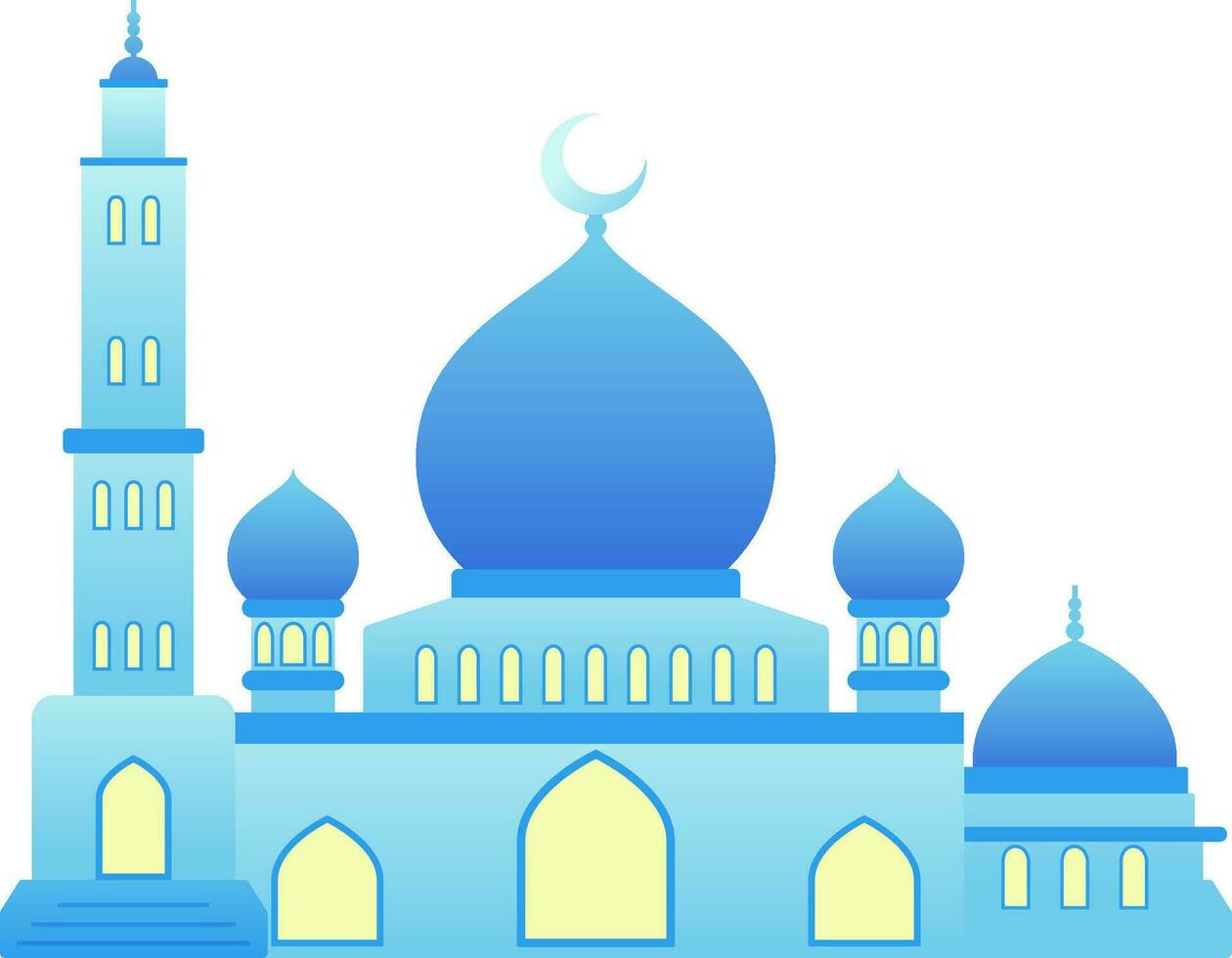 moské vektor illustration. skinande moské ikon för tecken och symbol av muslim dyrkan plats. moské lutning ikon av islam religion och muslim tro. plats av muslim till be