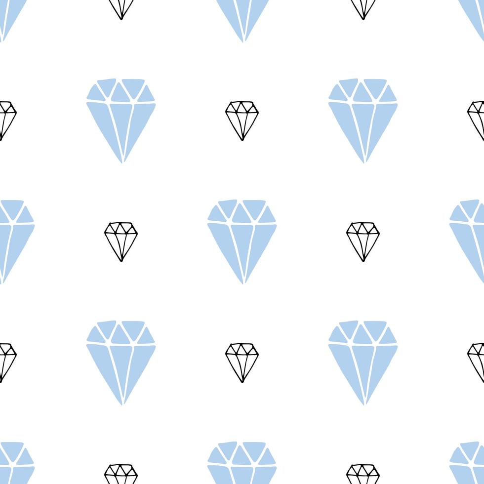 diamant sömlösa mönster vektorillustration. handritad skissad doodle diamant symboler bakgrund vektor
