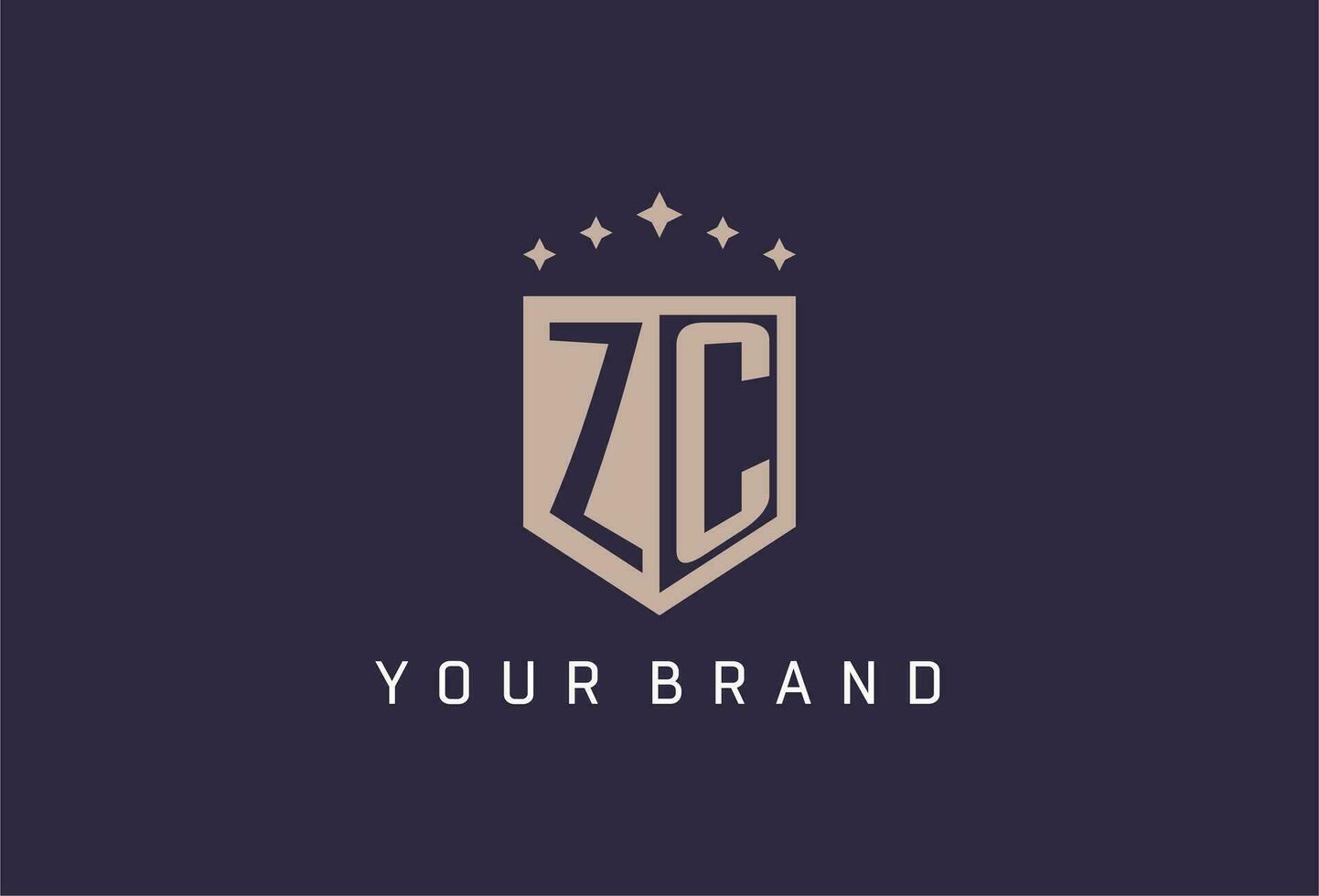 zc första skydda logotyp ikon geometrisk stil design vektor