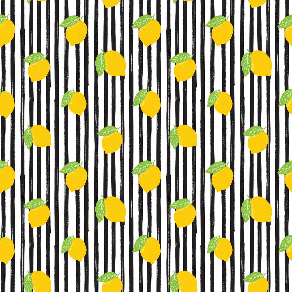 citron handritad skiss randigt sömlöst mönster. vektor illustration.