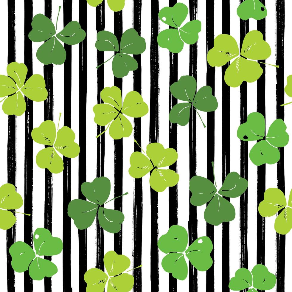 Kleeblatt Hand gezeichnete Gekritzel nahtlose Muster Vektor-Illustration. St. Patricks Day Symbol, irischer Glückshamrock Hintergrund. vektor