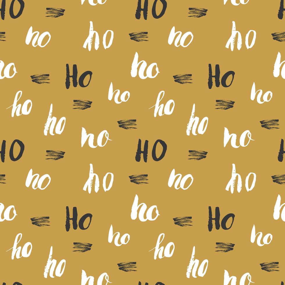 Nahtloses Muster für Neujahr und Weihnachten, mit handgezeichneten Buchstaben von ho ho ho, nahtloses Retro-Vintage-Muster. Hintergrundvektorillustration. vektor