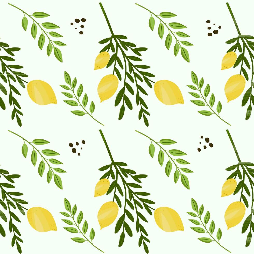 tropisk sömlös mönster med citron- frukt. frukt upprepa bakgrund. vektor