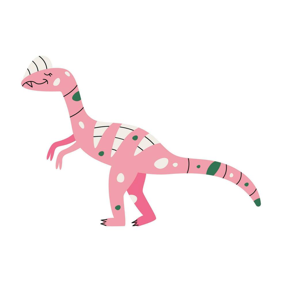 eben Hand gezeichnet Vektor Illustration von Dilophosaurus Dinosaurier