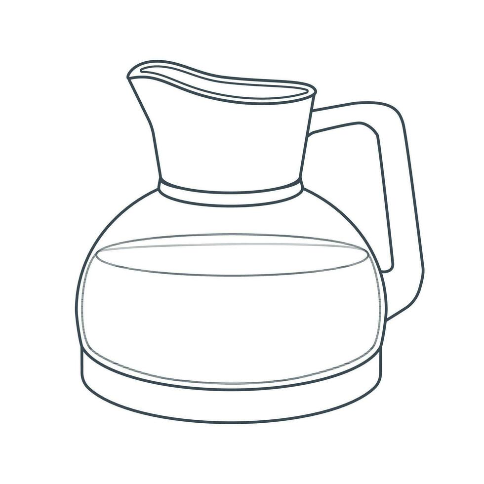 maträtter. kaffe tillverkare, tekanna, vattenkokare. linje konst. vektor