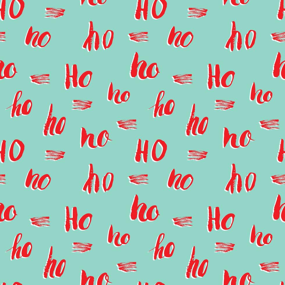 Nahtloses Muster für Neujahr und Weihnachten, mit handgezeichneten Buchstaben von ho ho ho, nahtloses Retro-Vintage-Muster. Hintergrundvektorillustration. vektor