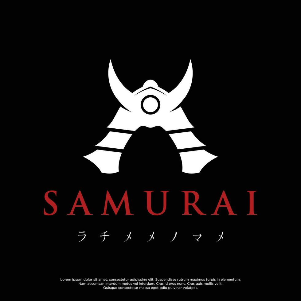 japansk samuraj krigare hjälm logotyp design med modern redigerbar vektor illustration.