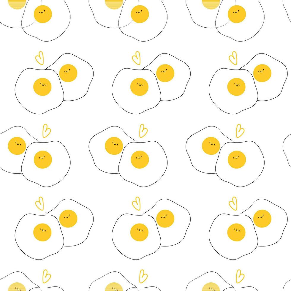två friterad ägg sömlös mönster vektor illustration