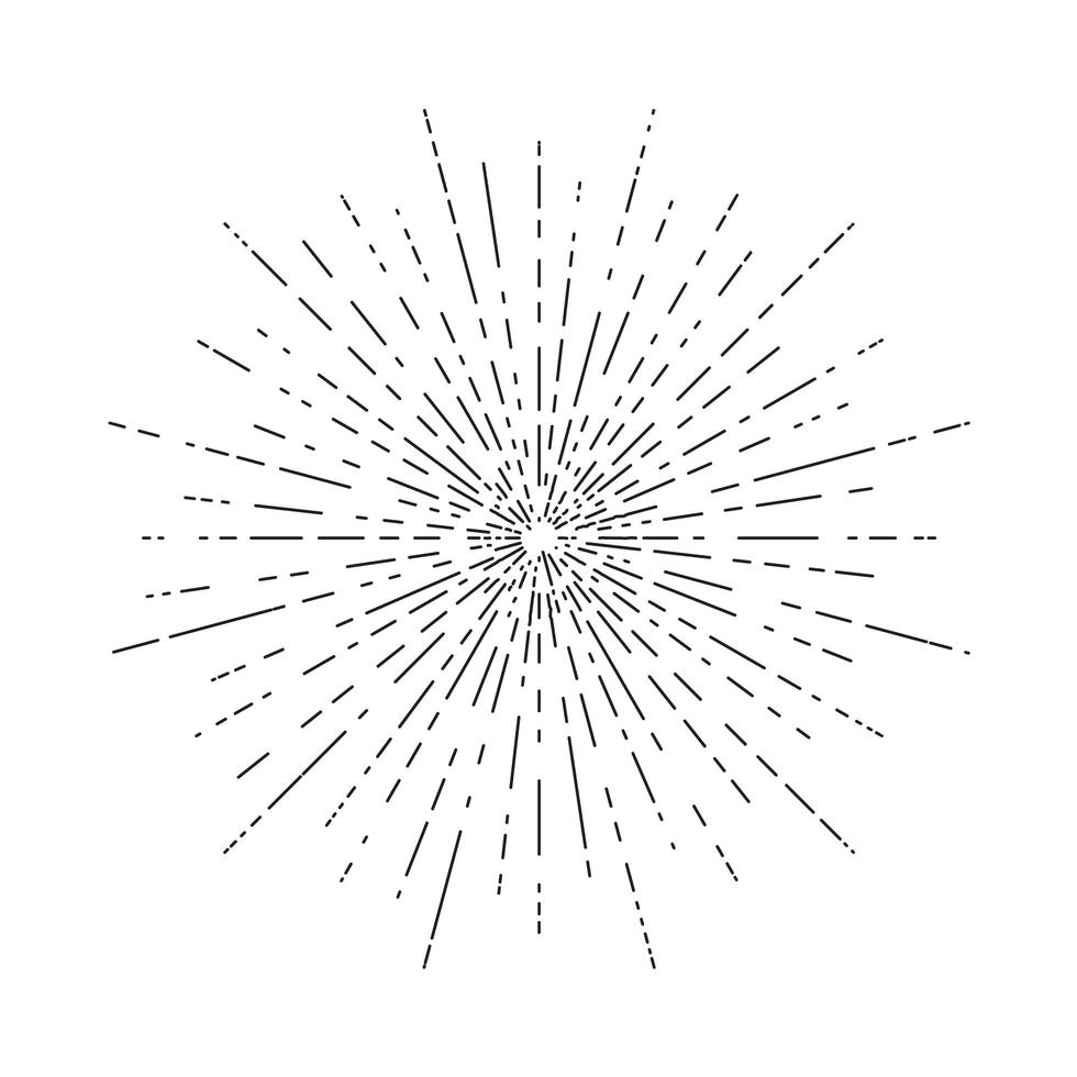 Retro-Sonnenstöße, Vintage strahlende Sonnenstrahlform für Logo, Etiketten oder Embleme und Typografie-Dekorationsschablonen-Vektorillustration lokalisiert auf weißem Hintergrund. vektor