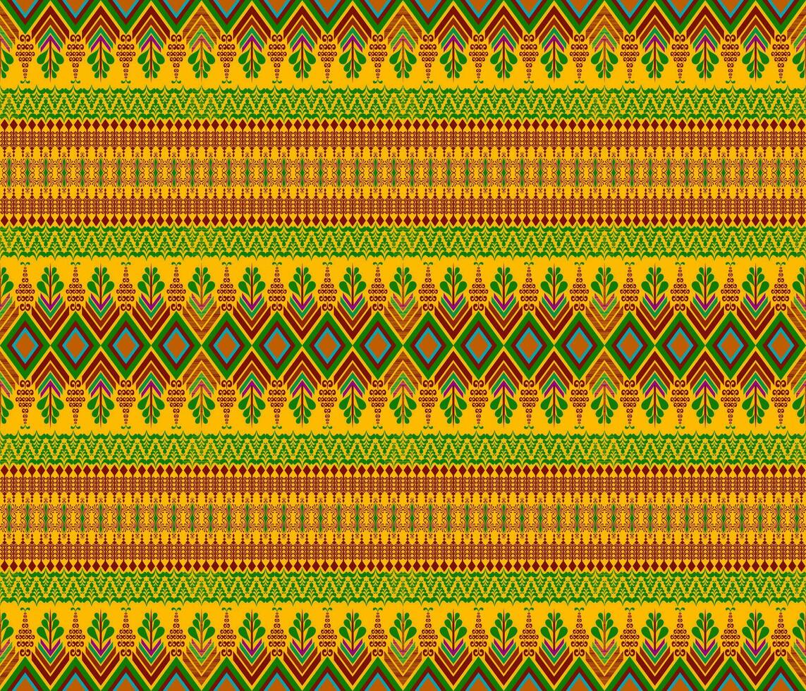 broderi indisk aztec tyg mönster gul, mörk brun vektor