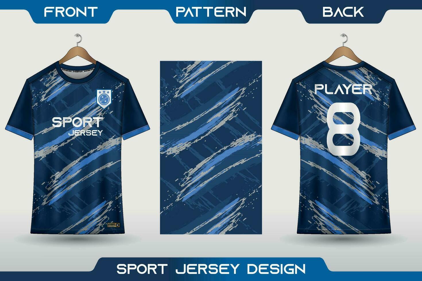 sporter jersey och t-shirt mall sporter jersey design. sporter design för fotboll, tävlings, gaming jersey. med främre, tillbaka se och mönster.webb vektor