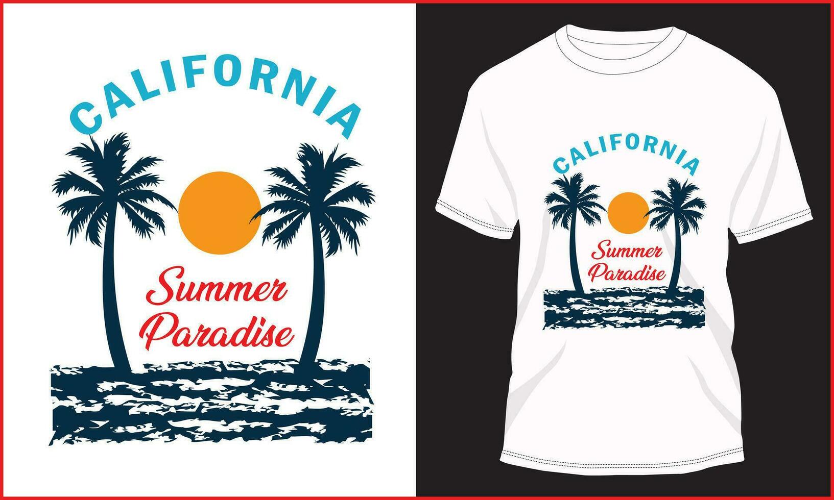kalifornien sommar paradis t-shirt design illustration vektor