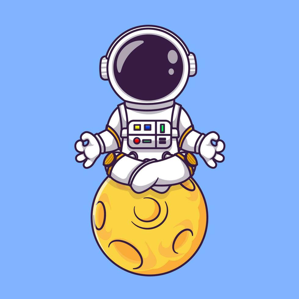 süß Astronaut Meditation auf Mond Vektor Symbol Illustration