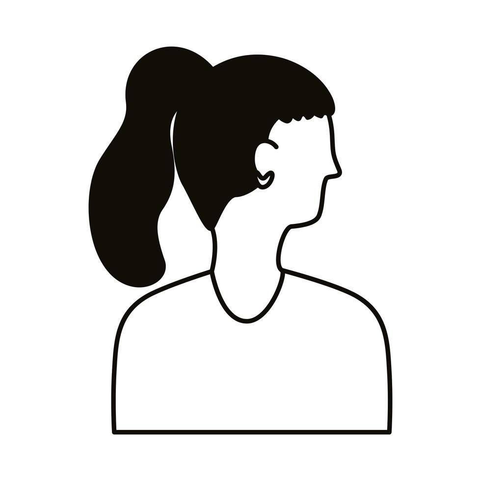 ung kvinna profil avatar karaktär linje stilikon vektor