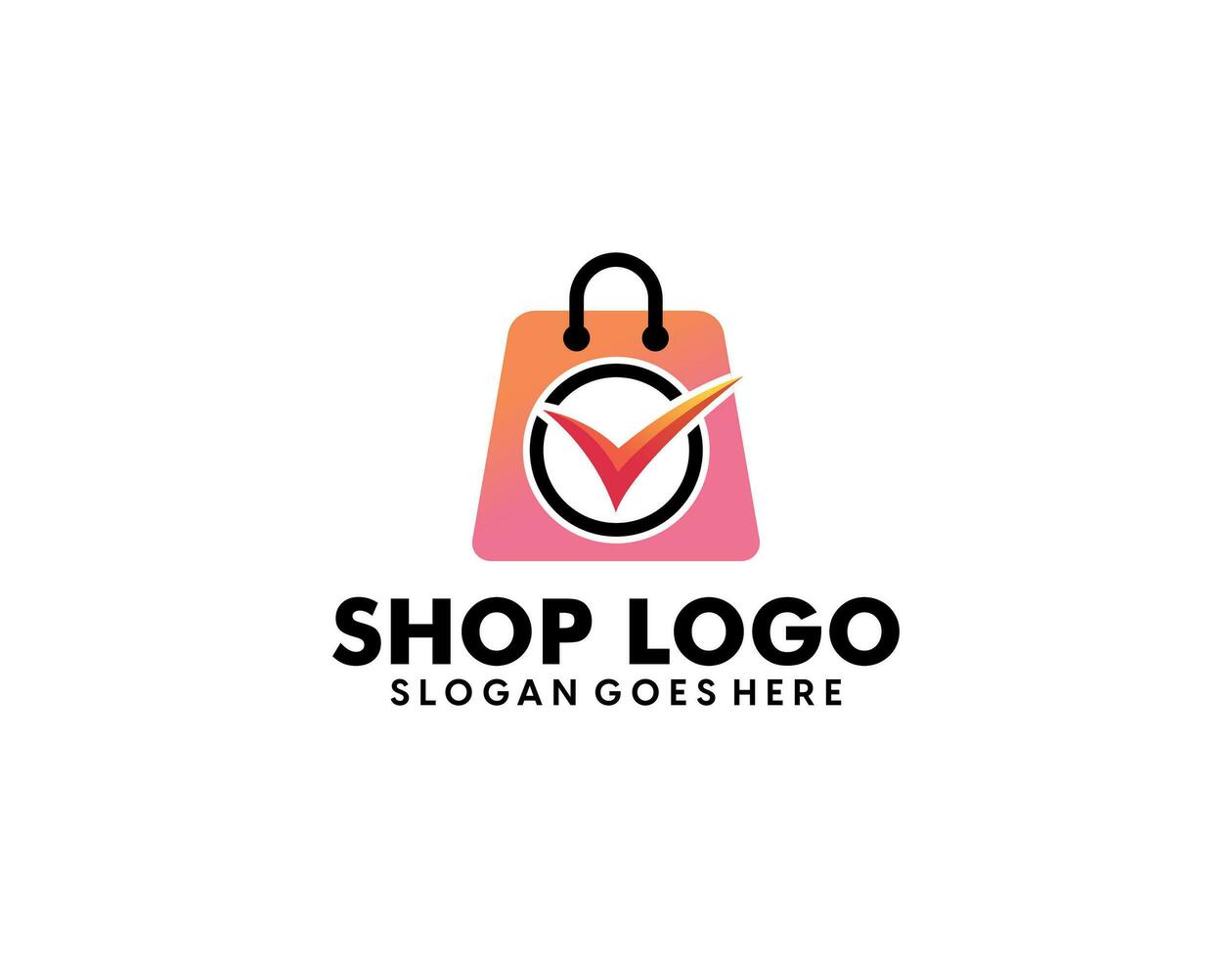 kreatives modernes abstraktes E-Commerce-Logo-Design, bunte Online-Einkaufstaschen-Logo-Designvorlage mit Farbverlauf vektor
