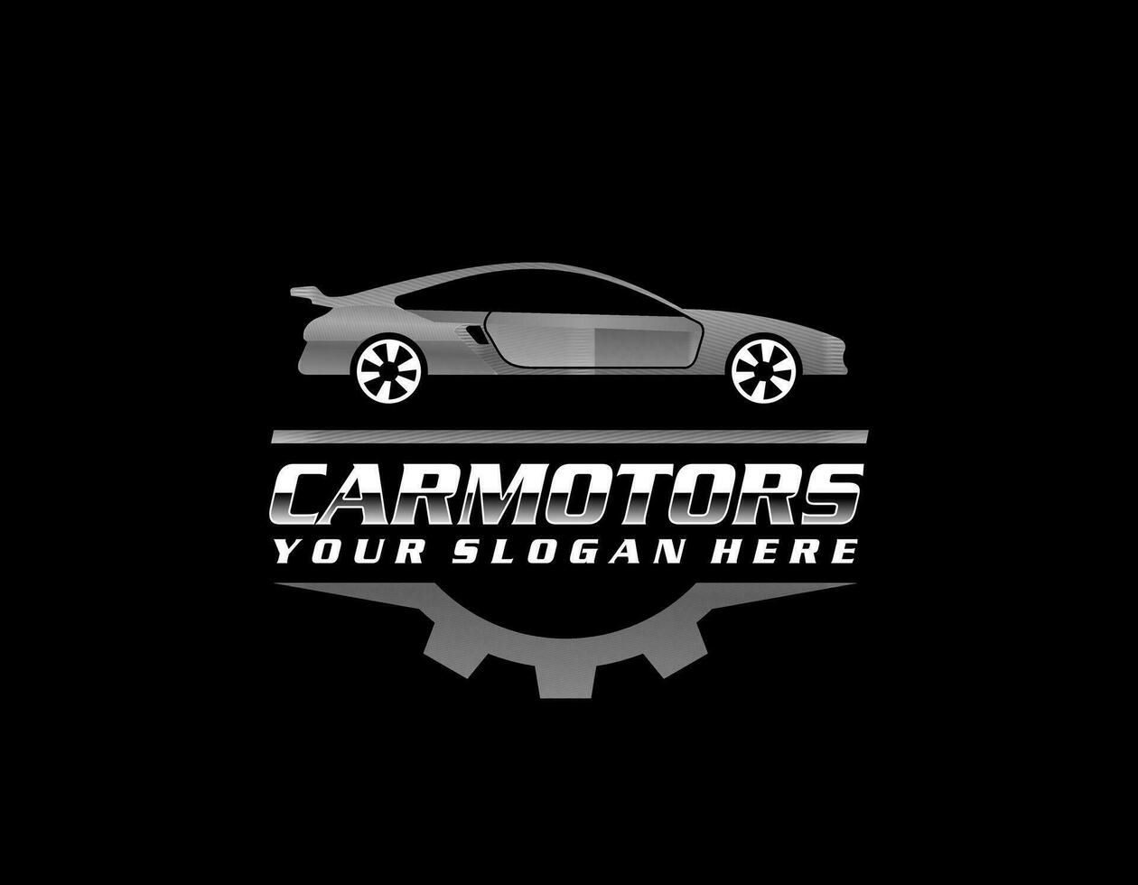 Vektor Illustration von Auto Vermietung Logo Vorlage, Emblem, Abzeichen mit Auto sperren isoliert auf schwarz Hintergrund, dunkel Logo mit attraktiv Farbe Gradient.