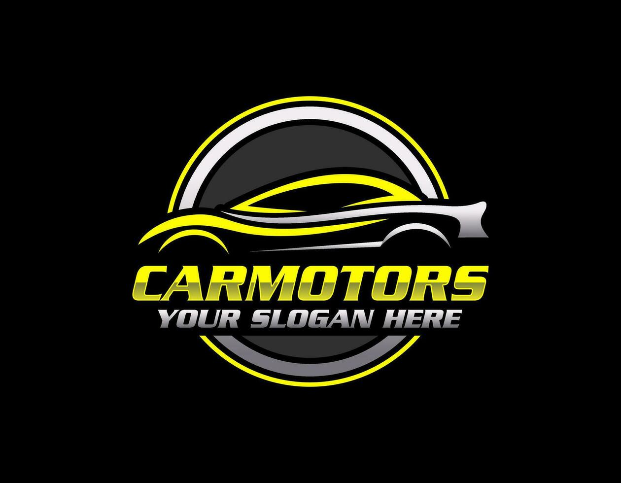 Vektor Illustration Auto Vermietung Logo Vorlage, Emblem, Abzeichen isoliert auf schwarz Hintergrund, dunkel Logo mit attraktiv Farbe Gradient.