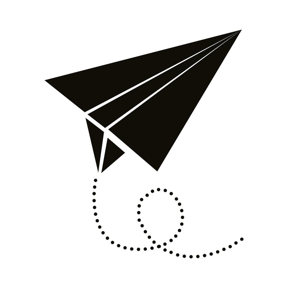 flygplan papper flygande silhuett stilikon vektor