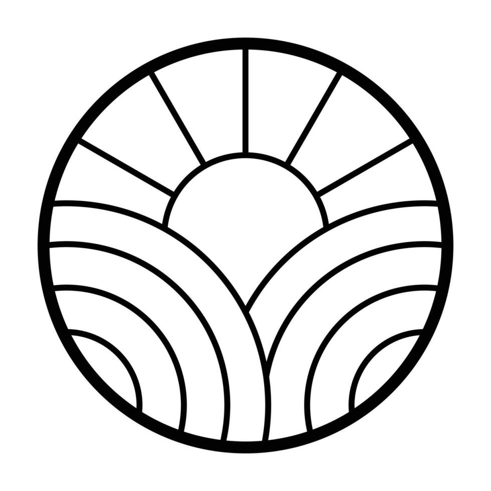 abstrakt Landschaft Vektor Symbol Design. Landwirtschaft eben Symbol.