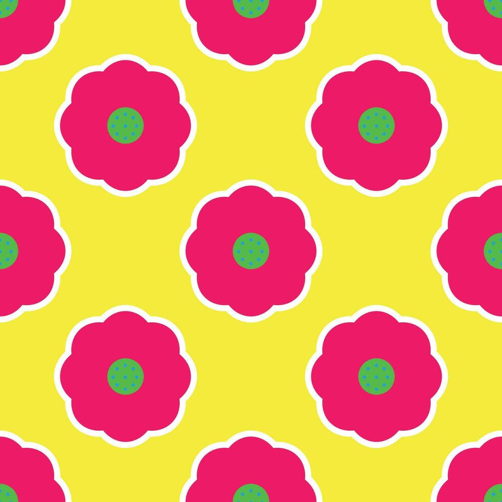 y2k Blumen- Muster. komisch funky retro Blumen Hintergrund vektor