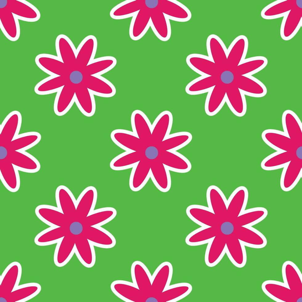 y2k Blumen- Muster. komisch funky retro Blumen Hintergrund vektor