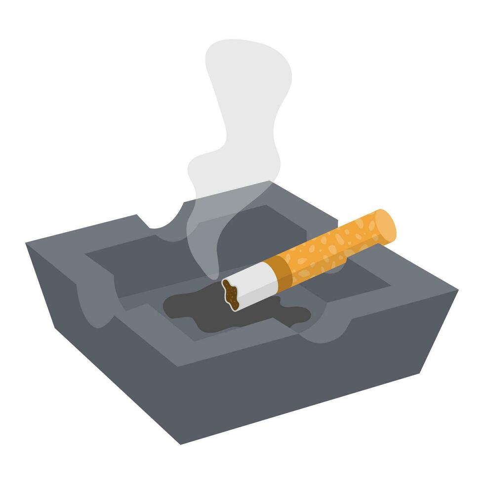 en rökning cigarett i ett askkopp. vektor illustration.
