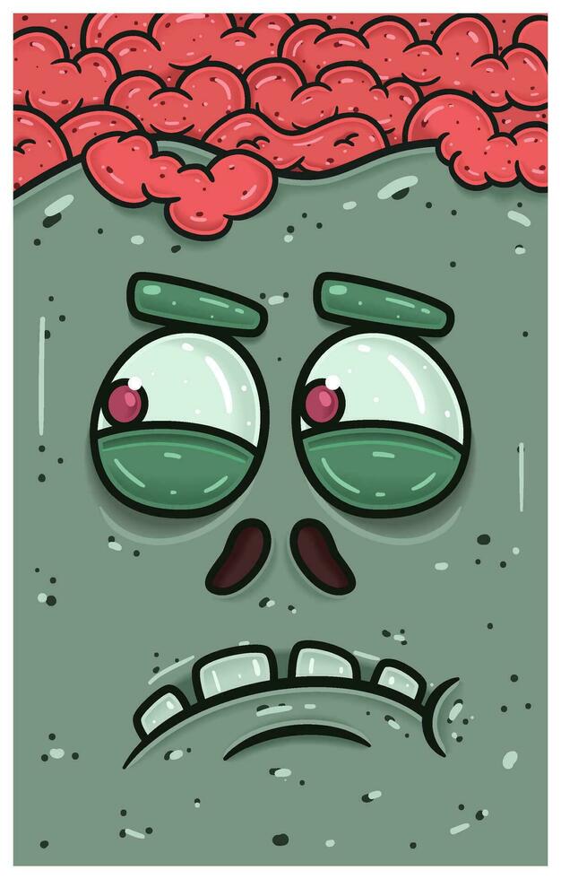 eifersüchtig Ausdruck von Zombie Gesicht Charakter Karikatur. Hintergrund, Abdeckung, Etikette und Verpackung Design. vektor