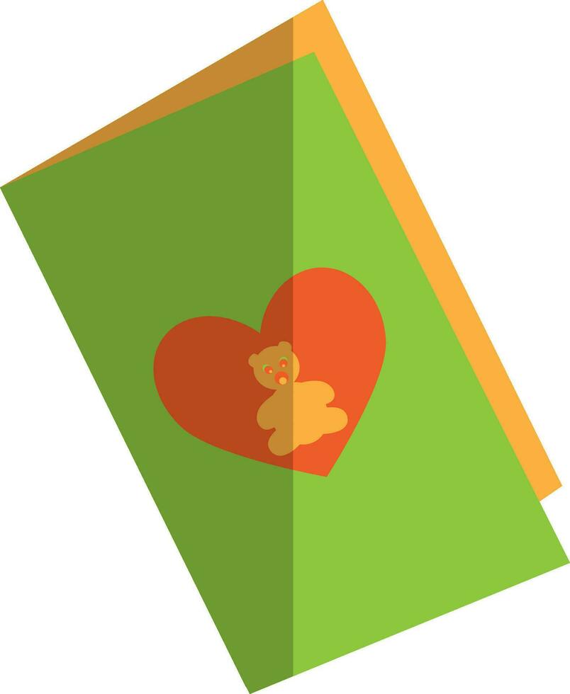 orange hjärta dekorerad ny år hälsning kort. vektor