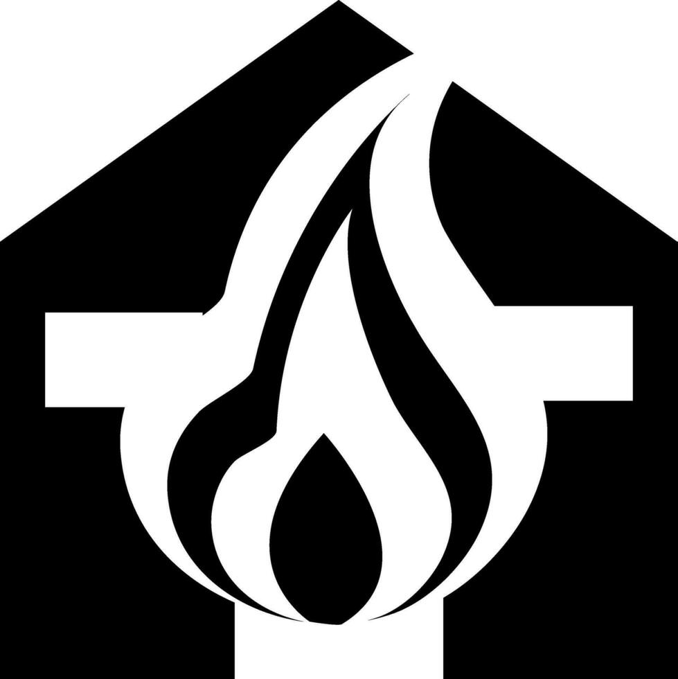 platt illustration av brinnande hus. vektor