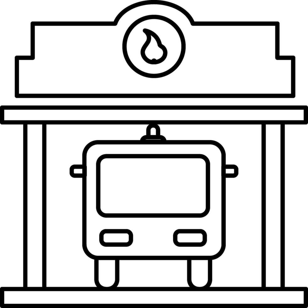 eben Symbol von Feuer Bahnhof Struktur mit LKW. vektor