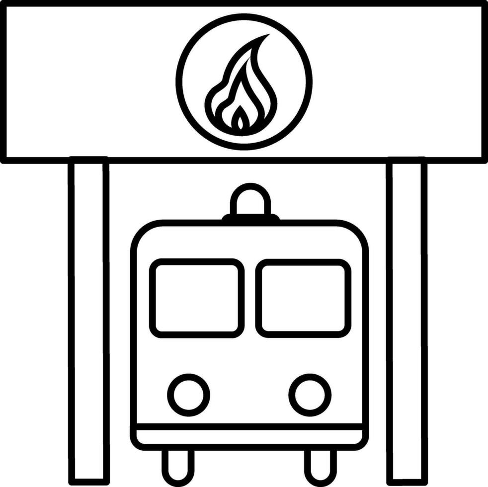 eben Illustration von Feuer LKW im Bahnhof. vektor