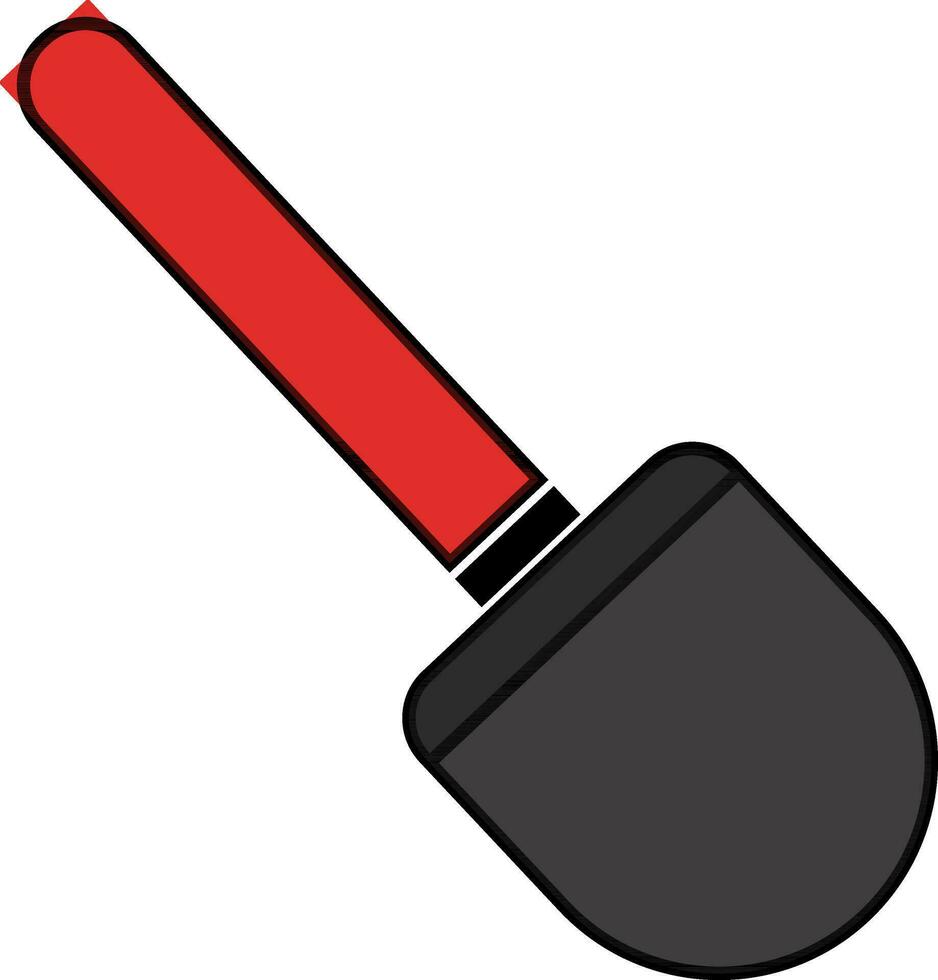 platt ikon av skyffel i röd och svart Färg. vektor