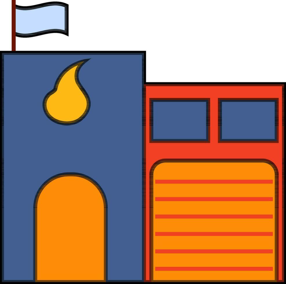färgrik brand station i platt stil. vektor