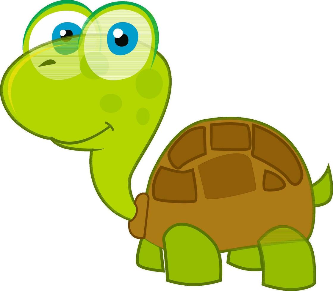 süß Tier Charakter von Schildkröte im Grün und braun Farbe. vektor