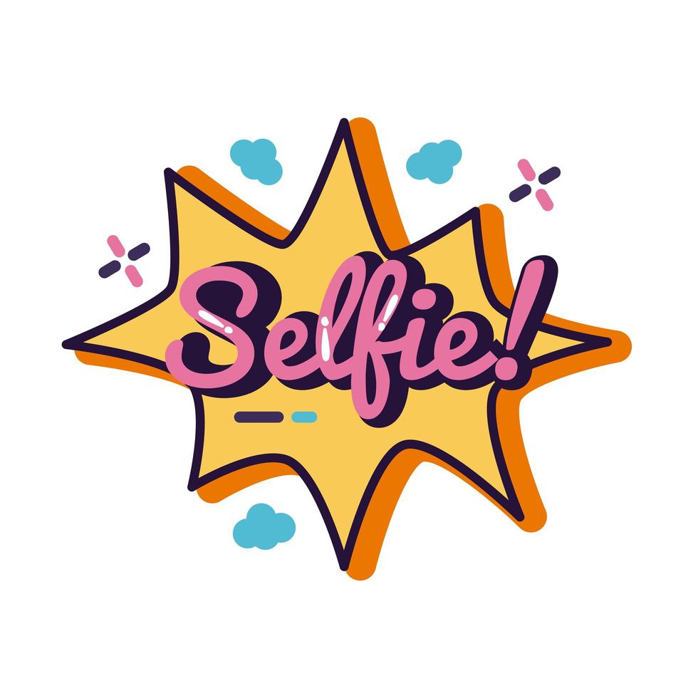 slangmolnuttryck med selfie-ordlinje och fyllningsstil vektor