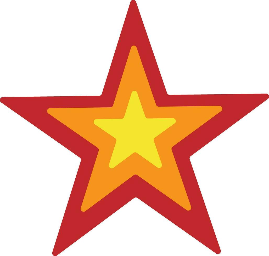 platt stil stjärna i röd och gul Färg. vektor