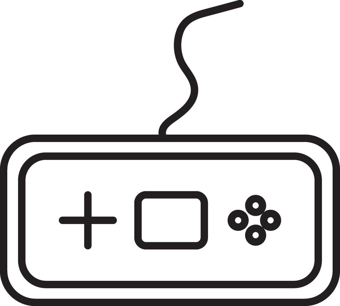 svart linje konst illustration av en gamepad i platt stil. vektor