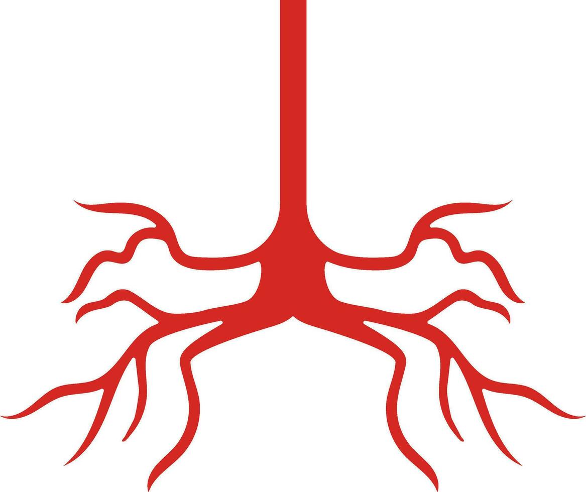 Mensch Bronchus Symbol im rot Farbe Stil. vektor