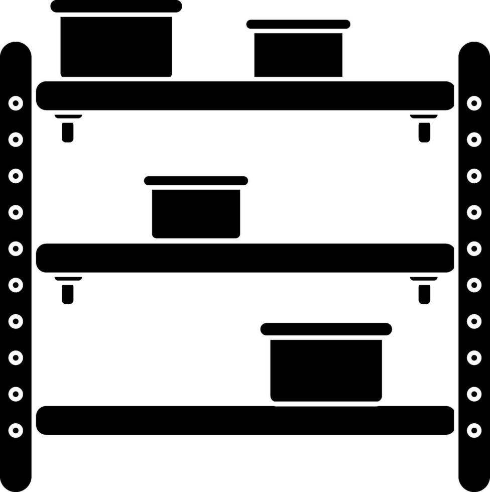 Glyphe Stil von hölzern Regal Symbol mit Element. vektor