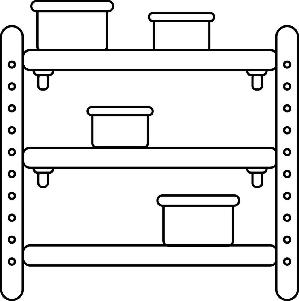 hölzern Regal Symbol im Schlaganfall zum Küche Konzept. vektor