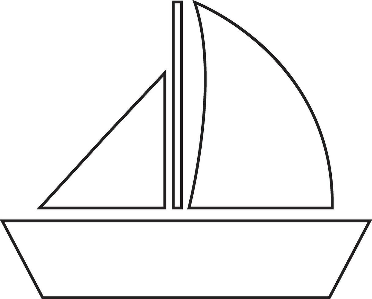 svart linje konst illustration av en båt i platt stil. vektor