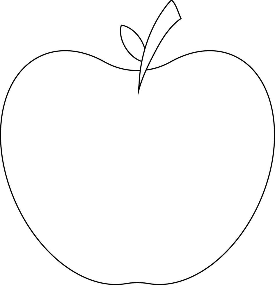 äpple med blad i svart linje konst illustration. vektor