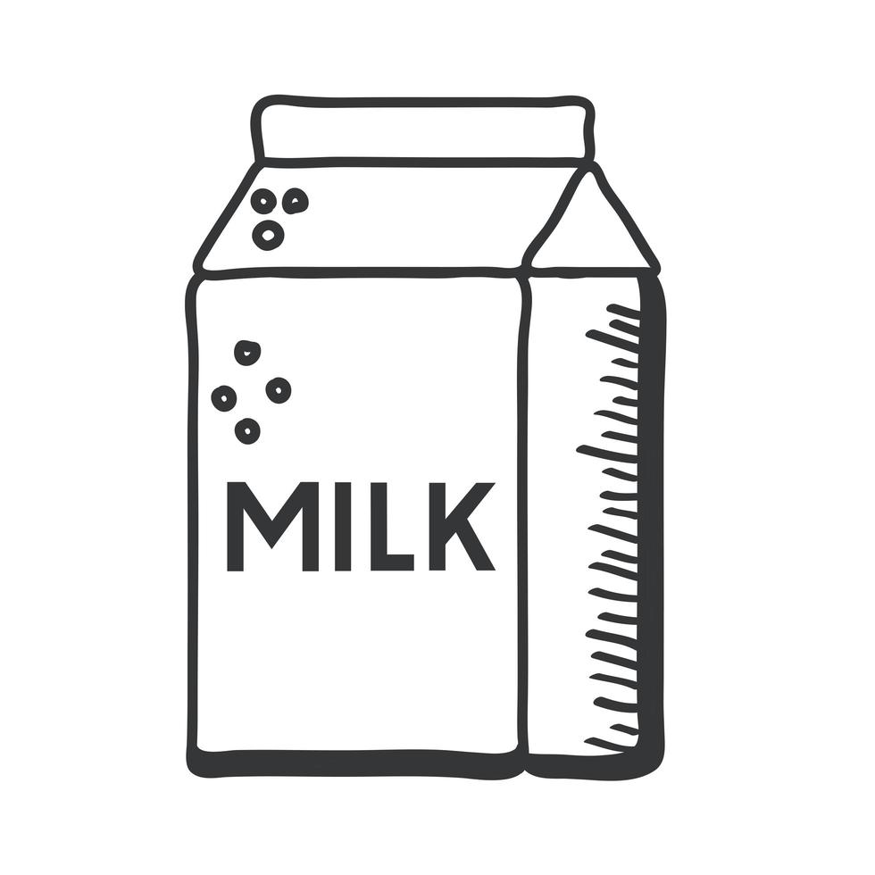 mjölkbox handdrag och linje stil ikon vektor design