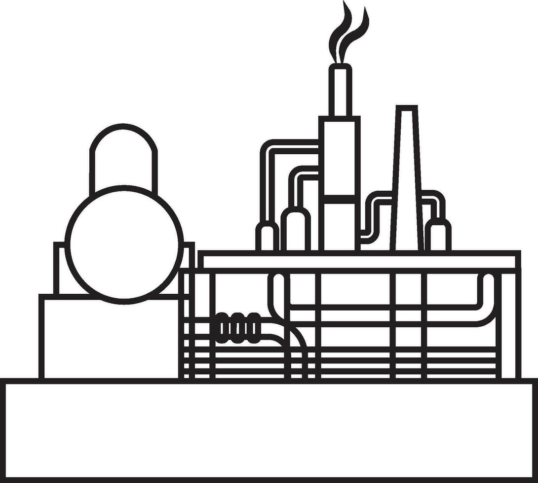 platt linje konst illustration av industriell bearbetning växt. vektor