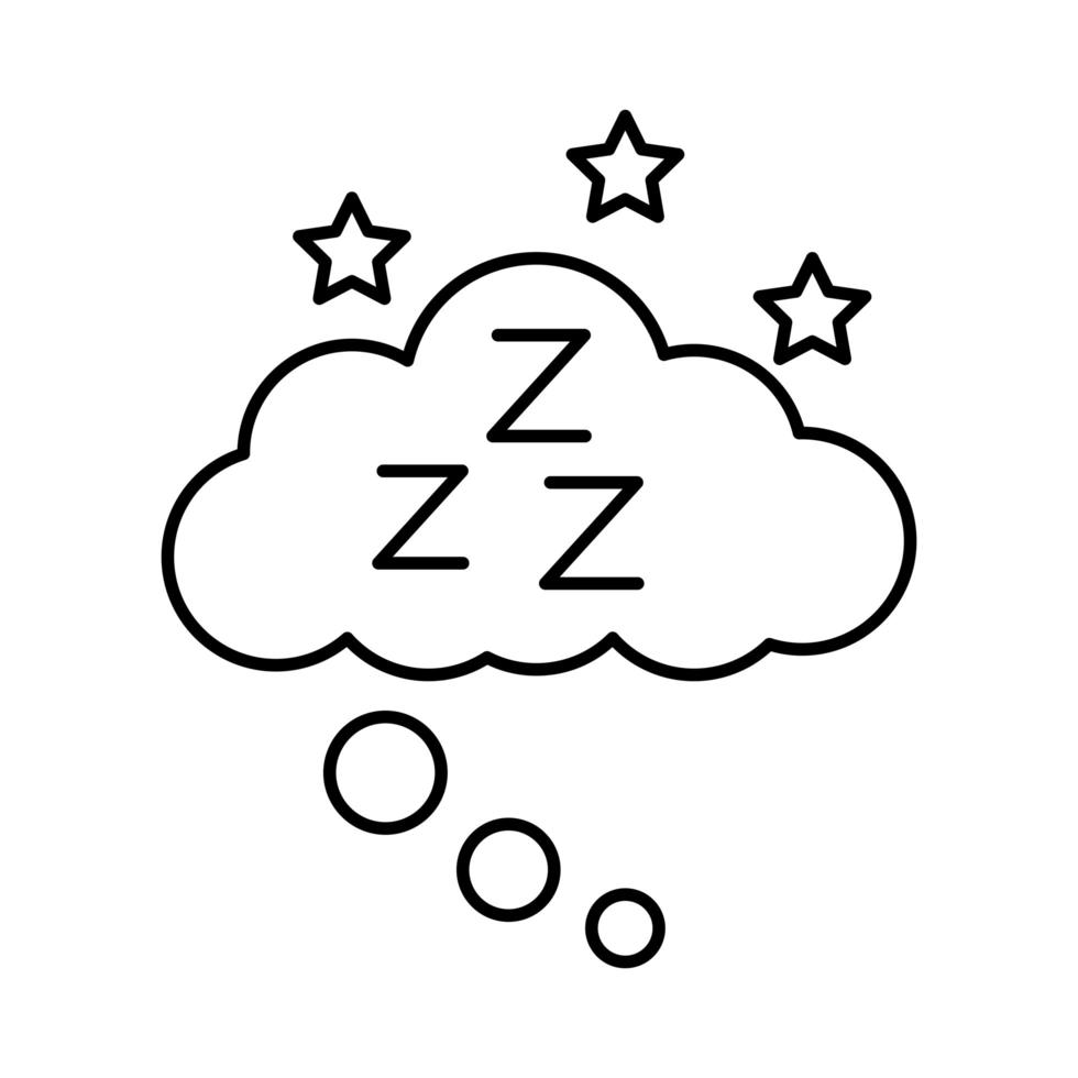 Wolke mit Schlaflosigkeit z Buchstaben Linie Stil Symbol vektor