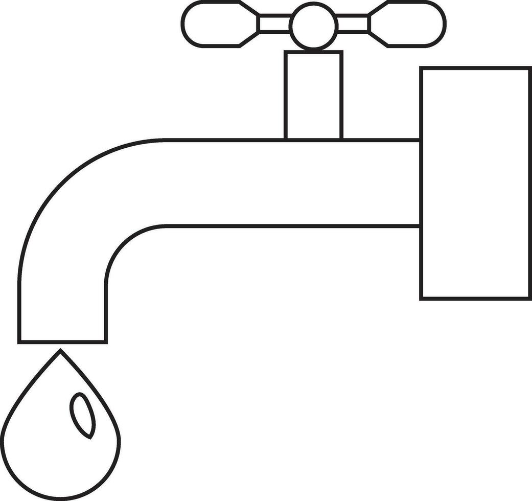 vatten flik med faller släppa i svart linje konst illustration. vektor