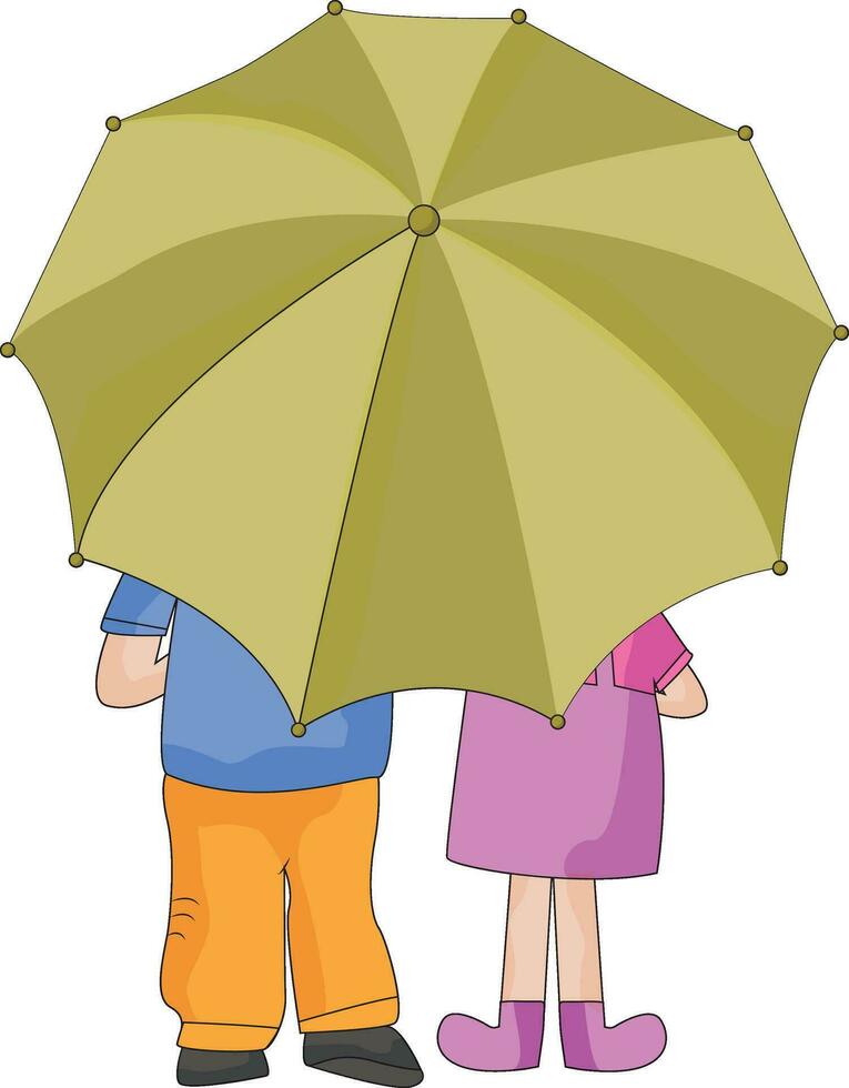 pojke och flicka karaktär under ett paraply. vektor