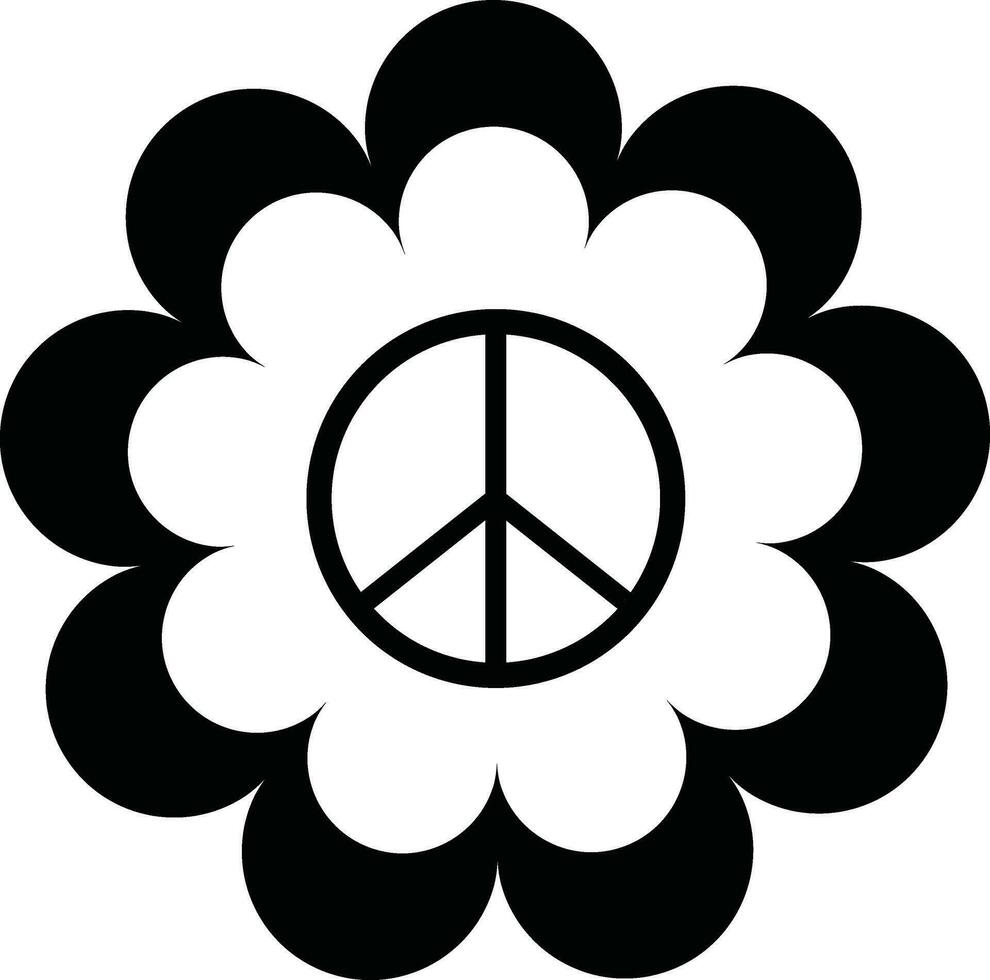 ikon av blomma inuti fred tecken. vektor